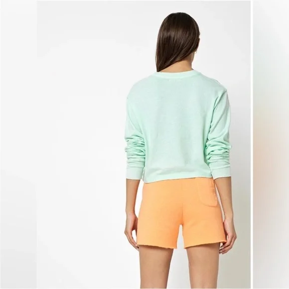 John Elliott Jersey Long Sleeve Cropped Tee in Mint Size 4/XL - Picture 2 of 9